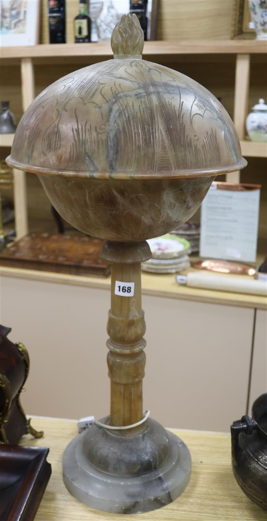 An alabaster table lamp height 74cm